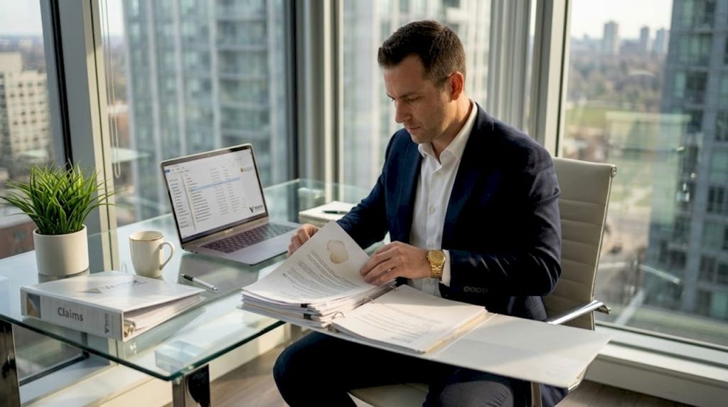 Public adjuster reviewing claims documentation