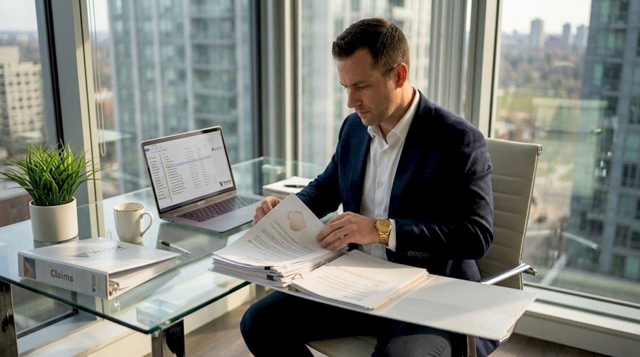 Public adjuster reviewing claims documentation