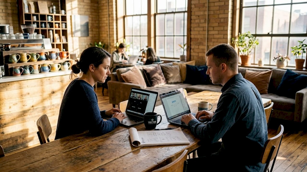 Two people discussing video platform alternatives
